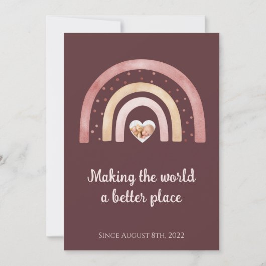 Bohoレインボー生まれたばかりのアナウンス 招待状 (正面)