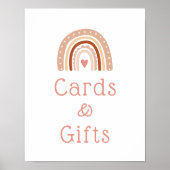 Bohoレインボー誕生日カードとギフトテーブルの標識 ポスター (正面)