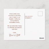 Bohoレトロたった今結婚しました写真はがき ポストカード (裏面)