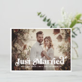Bohoレトロたった今結婚しました写真アナウンスメントカード 案内状 (スタンド正面)