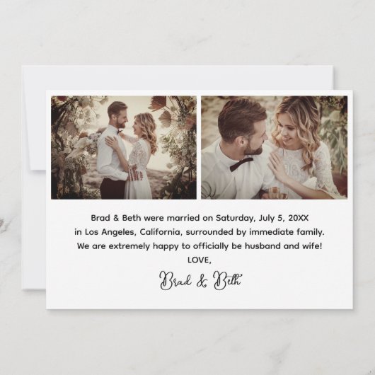 Bohoレトロたった今結婚しました3写真アナウンスメントカード 案内状 (裏面)