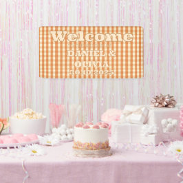 BohoレトロのカラフルGroovy Wavy WeddSeatチャート 横断幕