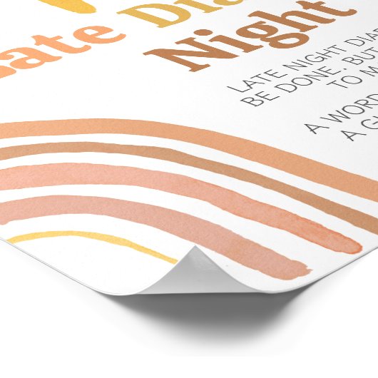 Bohoレトロサンシャインベビーシャワー深夜おむつ ポスター (角)