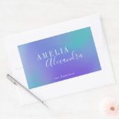 Bohoレトロスクリプト抽象芸術グラデーションパープルブルー 長方形シール (封筒)