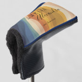 Bohoレトロスクリプト抽象芸術波線イエローブルー ゴルフヘッドカバー (3/4 正面)