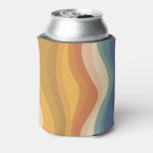 Bohoレトロスクリプト抽象芸術波線イエローブルー 缶クーラー (缶裏面)