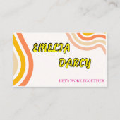 Bohoレトロスクリプト抽象芸術波線（黄色） 名刺 (正面)