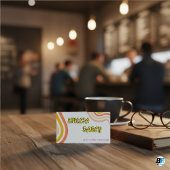 Bohoレトロスクリプト抽象芸術波線（黄色） 名刺