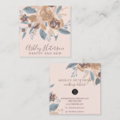 Bohoレトロフローラ水彩化粧ヘアロゴ スクエア名刺 (正面/裏面)