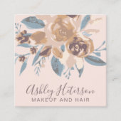 Bohoレトロフローラ水彩化粧ヘアロゴ スクエア名刺 (正面)