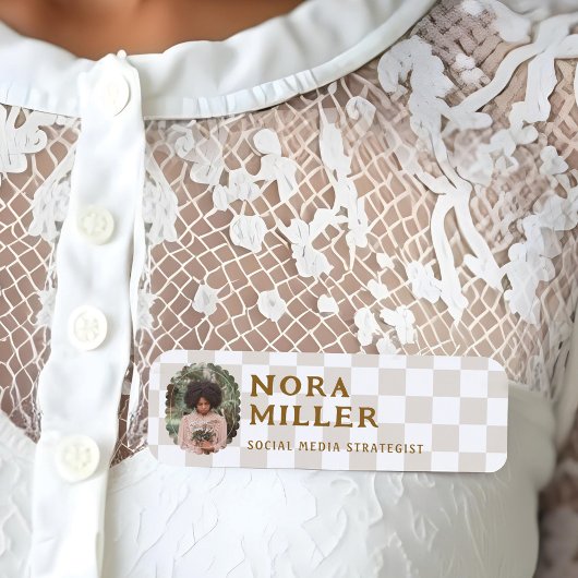 Bohoレトロモダンヴィンテージ市松模様にパターン写真 名札