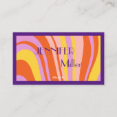 Bohoレトロ波線ソーシャルメディアQRコード 名刺 (正面)