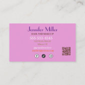 Bohoレトロ波線ソーシャルメディアQRコード 名刺 (裏面)