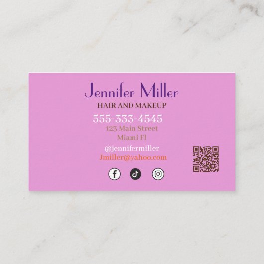 Bohoレトロ波線ソーシャルメディアQRコード 名刺 (裏面)