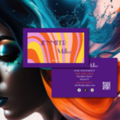 Bohoレトロ波線ソーシャルメディアQRコード 名刺