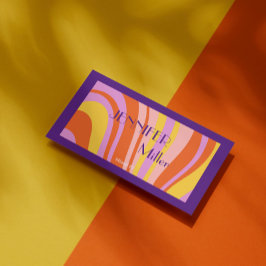 Bohoレトロ波線ソーシャルメディアQRコード 名刺