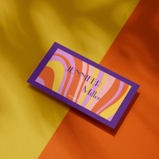 Bohoレトロ波線ソーシャルメディアQRコード 名刺