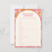BohoレトロGroovyフローラ単語スクランブルゲームカード 出欠カード (正面)