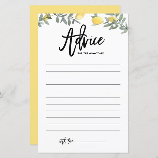 Bohoレモンアドバイスママのための赤ちゃんシャワー (正面/裏面)