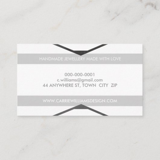 BOHOロクールアステカゴストライプのシンプルグレー 名刺 (裏面)