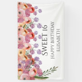 Bohoロマンチックな水の色フローラ甘い16パーティー 横断幕 (縦)