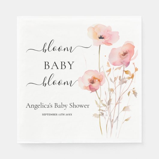 BOHOロマンチックな赤面ピンクの水の色の牧草花 スタンダードランチョンナプキン (正面)