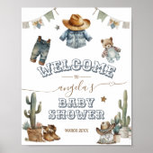 Bohoワイルドウェスト素朴ボーイ赤ちゃんシャワーへようこそ ポスター (正面)