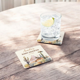 Bohoワイルドウェスト素朴ボーイ赤ちゃんシャワー スクエアペーパーコースター