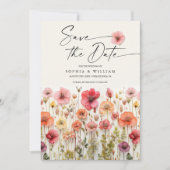 Bohoワイルドフラワーウェディング日付を保存 招待状 (正面)
