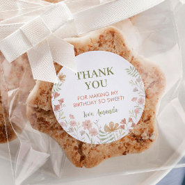 Bohoワイルドフラワーステッカー優先ラベル誕生日 ラウンドシール