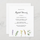 Bohoワイルドフラワーバジェットブライダルシャワー招待 (正面/裏面)