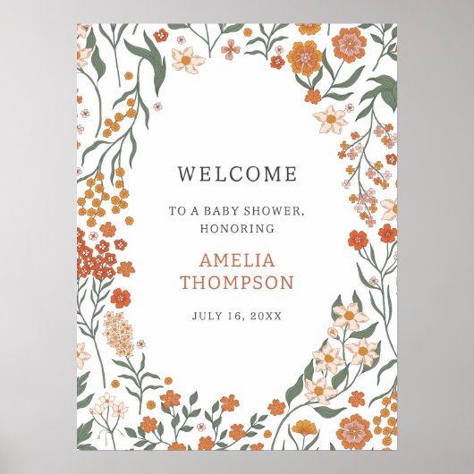 Bohoワイルドフラワーベビーシャワーへようこそ ポスター (正面)