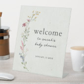 Bohoワイルドフラワーベビーシャワーウェルカムサイン 台座サイン (インサイチュ)