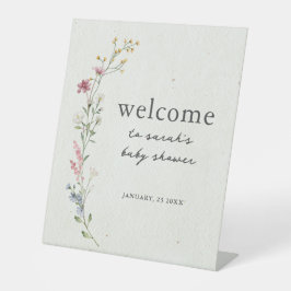 Bohoワイルドフラワーベビーシャワーウェルカムサイン 台座サイン