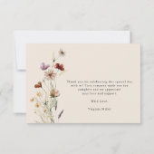 Bohoワイルドフラワーベビーシャワー サンキューカード (裏面)