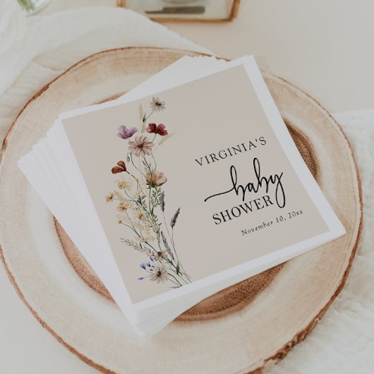 Bohoワイルドフラワーベビーシャワー スタンダードカクテルナプキン