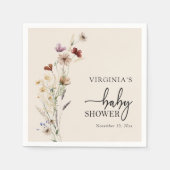 Bohoワイルドフラワーベビーシャワー スタンダードカクテルナプキン (正面)
