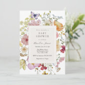 Bohoワイルドフラワーベビーシャワー 招待状 (スタンド正面)