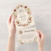 Bohoワイルドフラワーベビージャーシャワー全て一つの招待状 オールインワン招待状 (貼ってはがせる)