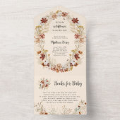 Bohoワイルドフラワーベビージャーシャワー全て一つの招待状 オールインワン招待状 (内側)