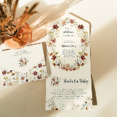 Bohoワイルドフラワーベビージャーシャワー全て一つの招待状 オールインワン招待状
