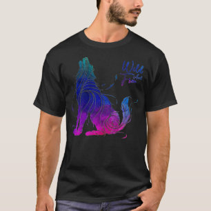 Bohoワイルドフリー水色ハウリングオオカミ男歩く Tシャツ