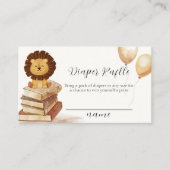 Bohoワイルドライオンバルーンおむつラッフルベビーシャワー エンクロージャーカード (正面)