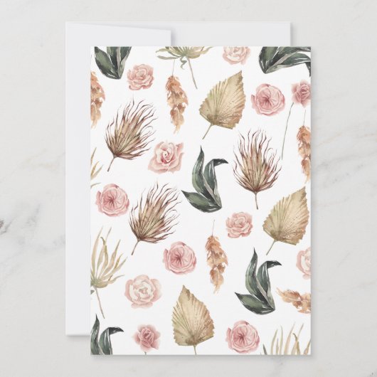 Bohoワイルドワンガールベビーシャワー 招待状 (裏面)