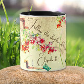 Bohoヴァイオリン花肯定とコラージュ マグカップ