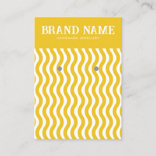 Bohoヴィンテージイエローウェーブイヤリングディスプレイカード 名刺 (正面)