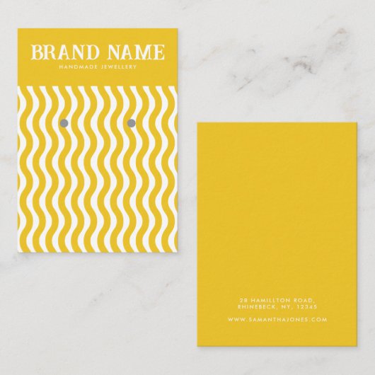 Bohoヴィンテージイエローウェーブイヤリングディスプレイカード 名刺 (正面/裏面)
