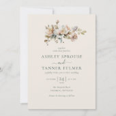 BohoヴィンテージエレガントフローラQRコード写真結婚 招待状 (正面)