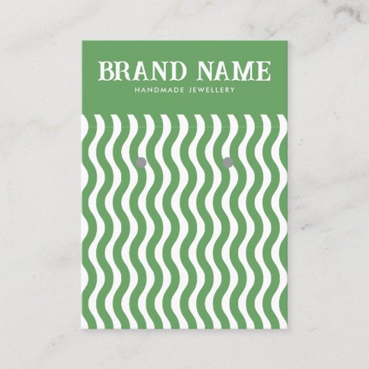 Bohoヴィンテージグリーンウェーブイヤリング表示カード 名刺 (正面)