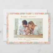 Bohoヴィンテージパステルピンクブルーフローライースターフォト シーズンカード (正面)